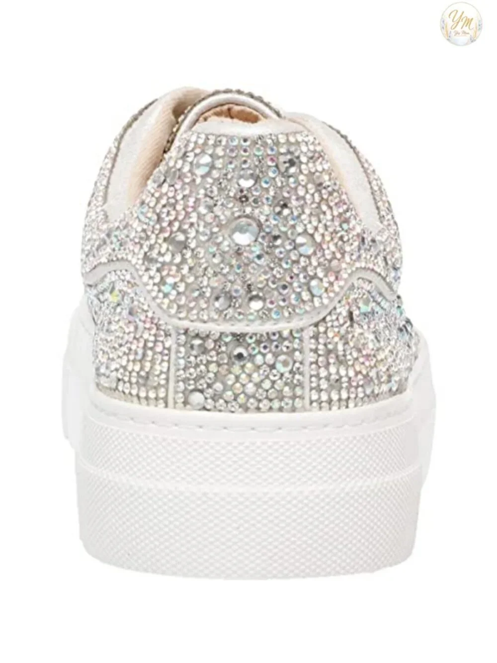 Rhinestone Embellished Low Top Platform Sneakers Lace Up Casual Streetwear